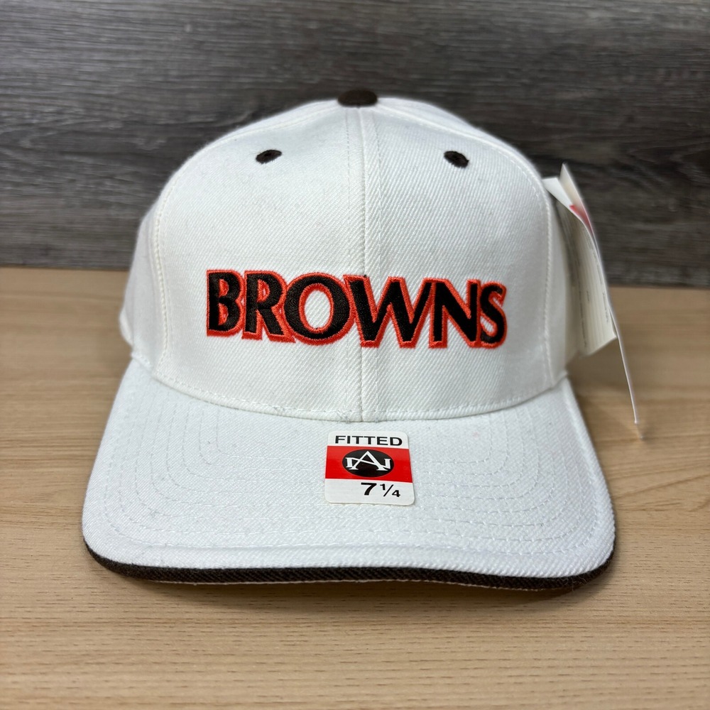 Vintage Cleveland Browns Hat Cap Fitted 7 1/4 Off White American Needle NWT*
